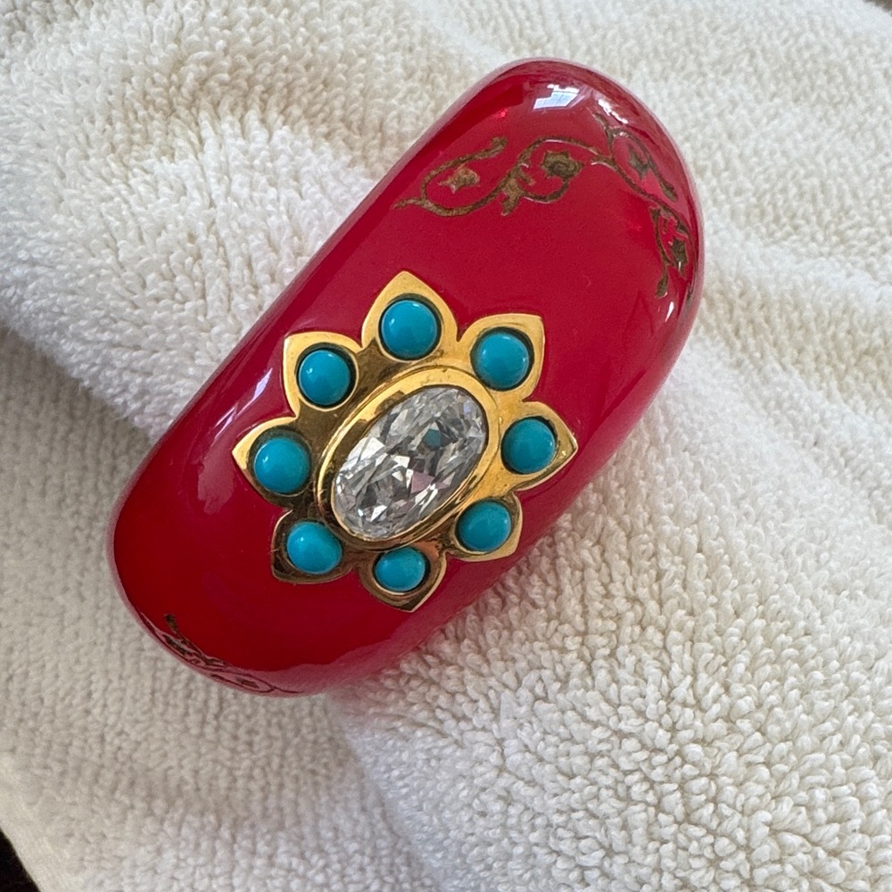 Isharya Resin cuff bangle Indian maharani 18k gold plating stunning!